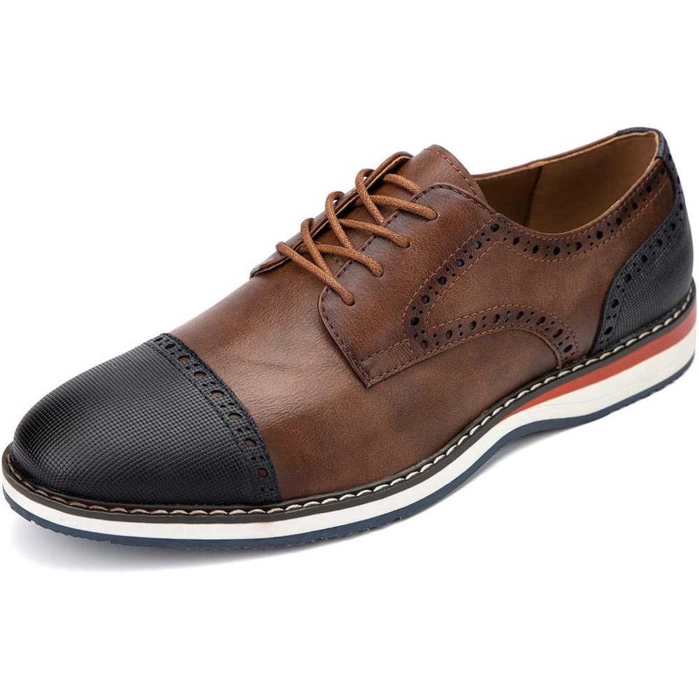Men's Oxfords Casual Brown Dress Leather Lace Up for Men Business Oxford Shoes